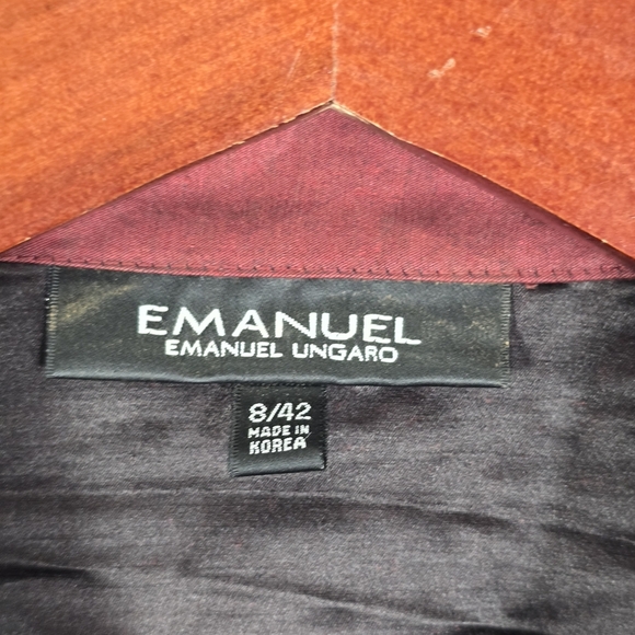 NWT Emanuel Ungaro Zip Up Linen Silk Blazer Size 8/42 Burgundy Lightweight - Picture 6 of 8